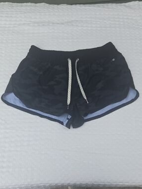 Vuori Black Camo Athletic Shorts with Drawstring